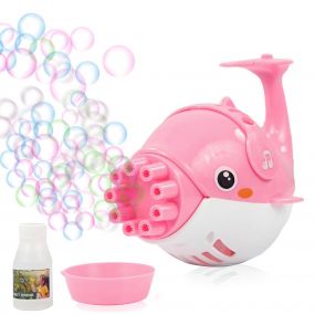 NHR Dolphine Gatling Bubble Gun Blower for Kids, Bubble Machine for Children, Dolphin Bubble Maker, Bubble Machine Gun with Refill Bubble Solution, Automatic Bubble Maker for Toddlers (3+ Years, Pink)
