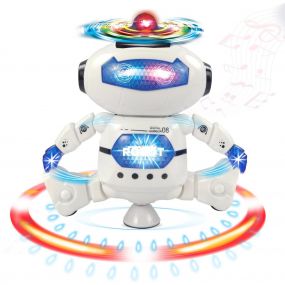 NHR 360 Degree Rotating Dancing Robots for Kids with 3D Lights and Music for Kids (Age 3+, Multicolor)