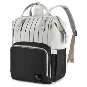 R for Rabbit Caramello - The Stylish and Moden Diaper Bag Pack for Mother-Black with Strips