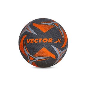Vector X Street Soccer Rubber Moulded Stitched Football | Training | Match | Sports | Playing | Practice | Black-Orange | Size-5|