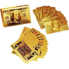 Nhr for adult Gold Plated Poker Playing Cards, Classic Pvc Poker Table Cards (Gold, 54 Cards)