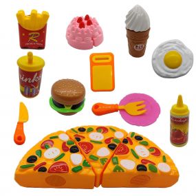 NHR Play Pizza Set Toys for Kids, 12 Pieces for Pretend Cooking & Cutting Play Set Toy for Kids, Girls(Multi-Color)