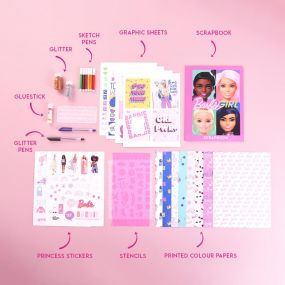Barbie® Scrapbook Kit - Barbie®  Theamed Diy Scrapbook Kit For Kids Age 7+ Years & Above - Exciting Scrapbook Kit With All The Material  To Design And Decorate Your Own Customized Scrapbook