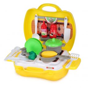 Webby Kitchen Play Set with Foldable Suitcase, Game Toy Kit, Compact Kitchen Accessories Pretend Play for 3+ Year Kids