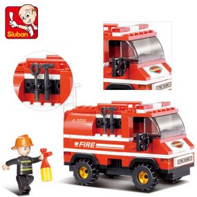 Sluban Mini Fire Fighting Truck Building Bricks Set with a Convertible Fire Station & 1 Fire Fighter Toy