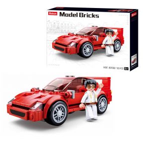 Sluban Red Italian Ferrari F40 Sports Car Building Blocks with 1 Racer Toy
