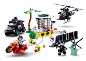 Sluban Police-Border Drug Control (373 pcs) Building Blocks Kit for Boys Aged 6 Years and Above Creative Construction Set, Blocks Compatible with Other Leading Brands, BIS Certified.