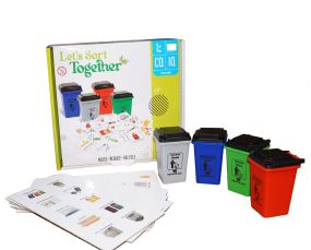 MUREN Let Sort Together Garbages 4 Bin Boxes With 100 Sorting Cards Dusbin for Smart Waste Management Reuseable Recycling Educational Toy
