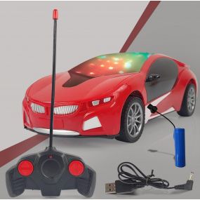NHR Remote Control Car, 4 Function Remote Control Car, Racing Car, Sports Car, New Model RC Car with LED Light Remote Car for Kids (Red)