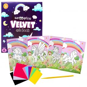 Scoobies Velvet Art Set (Girls) | 4 Design Cards | 15 Piece Set | Embossed 3D Craft for Kids 3+ Years