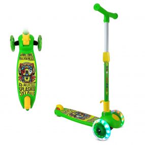 NHR Smart Kick Scooter, 3 Adjustable Height, Foldable Scooter, Skate Scooter for Kids, Attractive PVC Wheel with Led Light for Kids, Age Upto 3+ Years (45 Kg, Green)