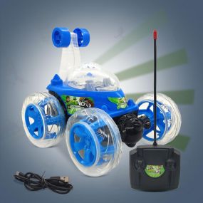 NHR Ben 10 Remote Control Rechargeable Stuntcar Acrobatic 360 Degree Twisting With Music & Lights - Blue