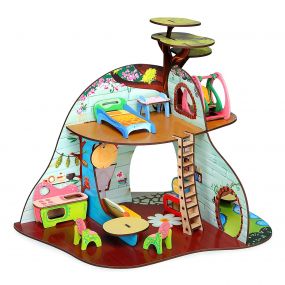 Webby Tree Troopers A Forest Hideout All Side Play Doll House for Girls DIY Paint Doll House Toy with Furniture for Kids 4+ Years