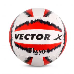Vector X Flame Handsewn Volleyball (18panels) (White-Red-Blue) Size 4  (Assorted Colours, 1-unit will be sent at Random)