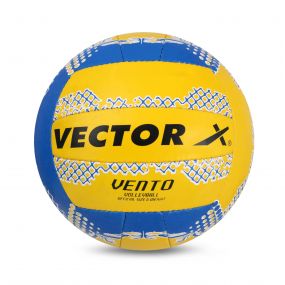 Vector X Vento Hand Stitched Rubber Volleyball (18Panels) (Yellow-Blue)  (Assorted Colours, 1-unit will be sent at Random)