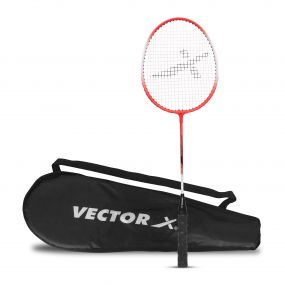 Vector X VXB-150 T-Joint Alloy Steel Badminton Racquet With Full Cover (1  PC Racquet, Red)