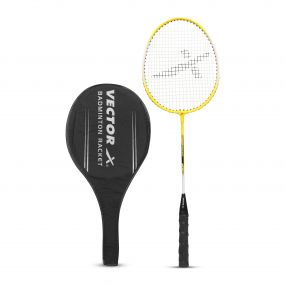 Vector X VXB-150 T-Joint Alloy Steel Badminton Racquet With Half Cover (1  PC Racquet, Yellow)