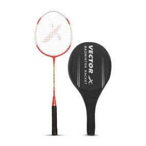 Vector X VXB-70 Badminton Racquet with Half Cover (1 PC Racquet, Red)