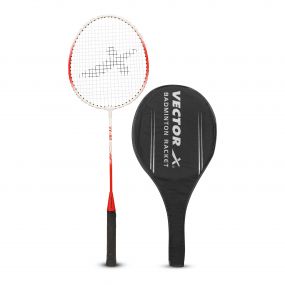 Vector X VXB-80 Aluminum Head Steel Shaft Light Weight Badminton Racquets with Half Cover (1 Pc Racquet, Red)