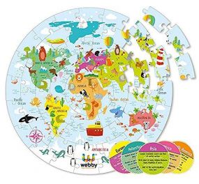 Webby World Map Jigsaw Floor Puzzle, 60 Pieces for Kids 3+ Years