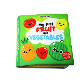 Dreamland Baby My First Cloth Book Fruit and Vegetables with Squeaker and Crinkle Paper Cloth Books for Toddler Kids Early Development Cloth Book Learning Educational Baby Toys Soft Toys Gifts for Kids