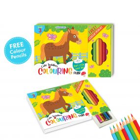 Dreamland Cute Toddlers Fun Colouring Book with 6 Colour Pencils | Art and Craft Drawing Book Set for 4+ | Colouring Book for Toddler | Return Gift for Kids | - 128 Pages