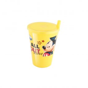 Joyo Disney Mickey Sipper Glass With Cap Yellow