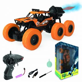 ELECTROBOTIC Remote Control Car 4WD Smoke Fogger | Off Road 4X High Speed RC Car Toys for Kids | Powerful Rock Truck Crawler 6 Wheels | Rechargeable | Birthday Gift for Kids Teens - Blue