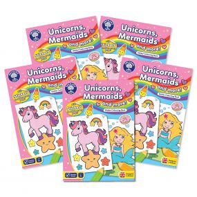 Orchard Toys Unicorns, Mermaids and more! Sticker Colouring Books(5 pack) for Kids 3+ Years