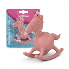 Baybee Horse Silicone Teether for Baby with Rattle Sound, BPA Free, Non Toxic, Easy to Grasp and Hand Chewing Soother - Pink