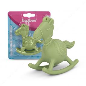 Baybee Horse Silicone Teether for Baby with Rattle Sound, BPA Free, Non Toxic, Easy to Grasp and Hand Chewing Soother - Green