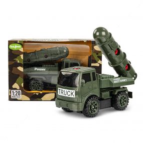 Baybee Friction Powered Push and Go Military Army Missile Launcher Truck Toys for Kids - Push Pull Toy Vehicles Playset - Green