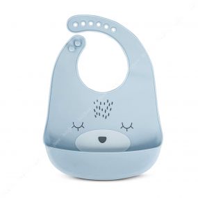 Baybee Waterproof Silicone Bibs for Baby with 6 Point Adjustable Button Closure & Crumb Catcher - Blue