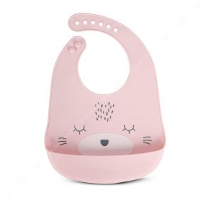 Baybee Waterproof Silicone Bibs for Baby with 6 Point Adjustable Button Closure & Crumb Catcher - Pink