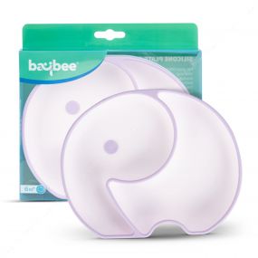 Baybee Elephant Silicone Suction Plate for Kids Baby - Baby Compartmented Plates for Kids - Purple