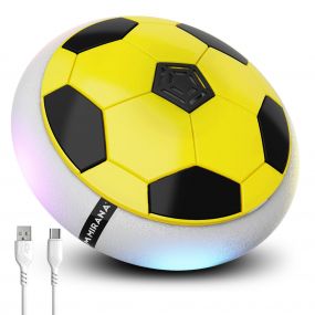 Mirana C-Type USB Rechargeable Hover Football Indoor Floating Hoverball Soccer | Air Football Neon Lite | Made in India Fun Toy Best Gift for Boys and Kids (Yellow)