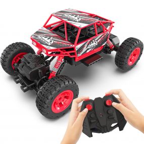Mirana Duster C-Type USB Rechargeable 4x4 RC Car | ATV RC Car with Nitro Boost, Spring Suspensions | 4WD Rock Crawler | Fun RC Toy Gift for Kids (Red)