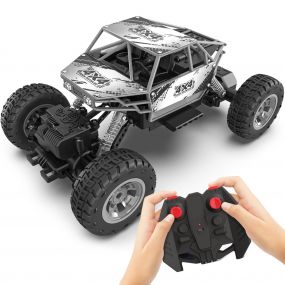 Mirana Duster C-Type USB Rechargeable 4x4 RC Car | ATV RC Car with Nitro Boost, Spring Suspensions | 4WD Rock Crawler | Fun RC Toy Gift for Kids (Silver)