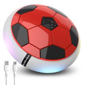 Mirana C-Type USB Rechargeable Hover Football Indoor Floating Hoverball Soccer | Air Football Neon Lite | Made in India Fun Toy Best Gift for Boys and Kids (Red)