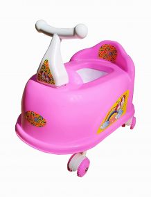 MUREN Scotty Shape Potty Training Seat with Easy Grip Handles, Wheels, Non toxic Material Comfortable for 2+ years Kids - Pink