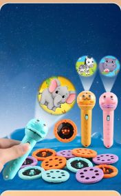MUREN Baby Sleeping Night Story Slider Flashlight Projector Torch Lamp Toy Light Up Patterns Projection Learning Educational Play Time for Kids Toddlers