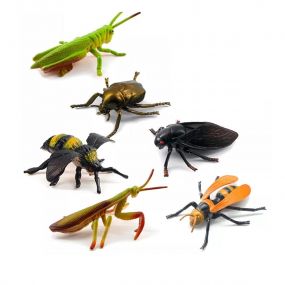 MUREN Real Looking Fake Insects Toy Figures Educational Toys (1 Beetle, 1 Honey bee, 1 Grasshopper, 1 Mantis, 1 Bee and cicada), Plastic Toys for Kids Educational Purpose- Pack of 6-Multicolor