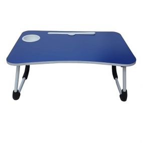 MUREN Foldable and Portable Laptop Lap Desk Computer Bed Table for Working/Writing/Reading/Eating on Low Sitting Floor for Tablet Stand/Cup Holder /Ergonomic & Rounded Edges/Non-Slip Legs - Blue