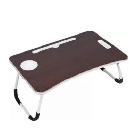 MUREN Foldable and Portable Laptop Lap Desk Computer Bed Table for Working/Writing/Reading/Eating on Low Sitting Floor for Tablet Stand/Cup Holder /Ergonomic & Rounded Edges/Non-Slip Legs - Brown