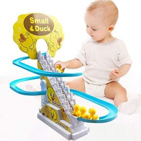 MUREN Small Ducks Climbing Toys, Ducks Chasing Race Track Game Set with 3 Duck LED Flashing Lights & Music Button, Toy for Toddlers and Kids 3+ Years-Multicolor