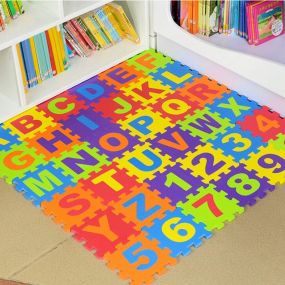 MUREN Mini Alphabet & Number 36 Pieces Playmat EVA-Foam Non-Toxic (Size-23 X 23 INCH) Floor Play Mat for 2+ Years Kids Educational & Learning Games
