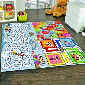 MUREN Big Size Jumbo 3 in 1 Ludo, Snake & Ladder Reversible Kids Play Mat 54 X 54 Inches with 5 X 5 Inch Dice & Tokens, Anti-Skid Jumbo Family Fun (Mickey Mouse)
