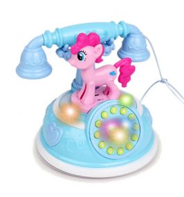 MUREN Little Kids Musical Toy Landline Phone Trin Trin Ringing with Retro Style Light & Sound Features Changing Rhythms (Multicolor)