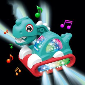 MUREN Dinosaur Car Musical Toy with Sounds and Lights Early Crawling Development for Kids Babies Toys Above 1 Years Little Dragon Dino Toy
