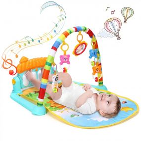 MUREN 3-in-1 Kick & Play Piano Bed Activity Gym Journey of Discovery for Babies Playing Mat with Music & Lights-Multicolor